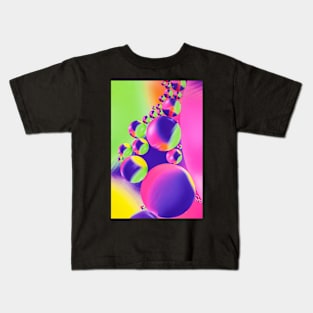 Colorful close up of oil drops in water Kids T-Shirt